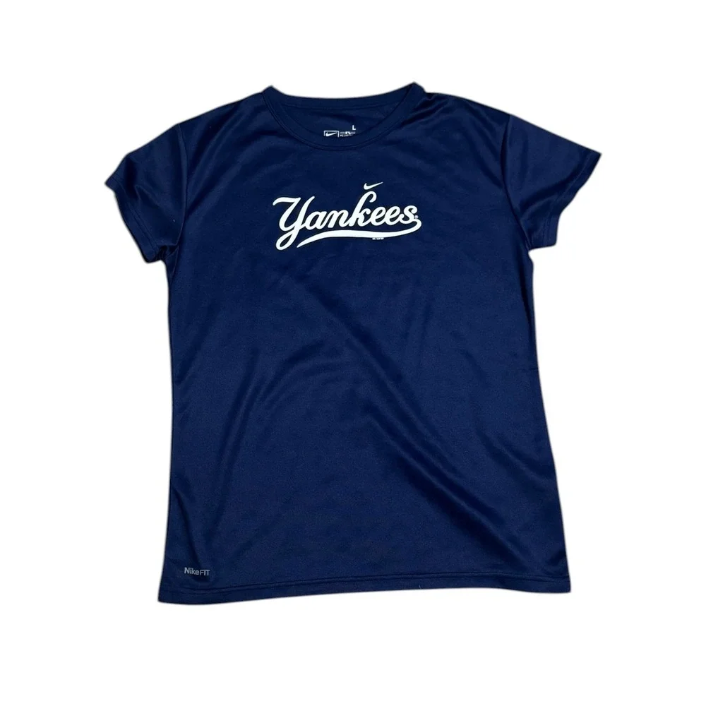 Nike FIT New York Yankees Navy Blue Performance T-Shirt Graphic‎ tee sz L MLB